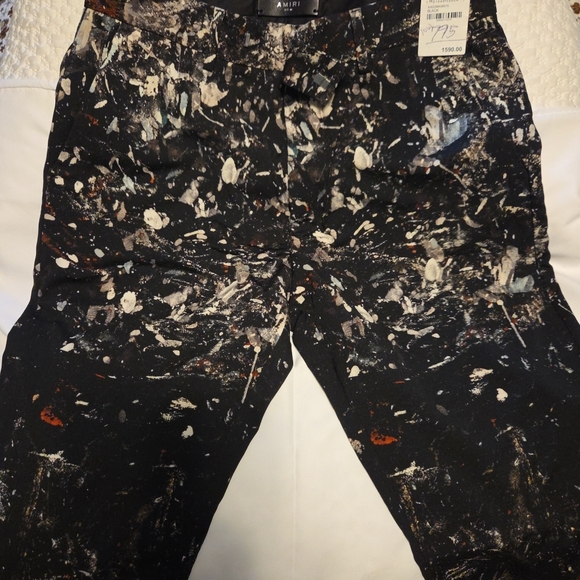 AMIRI Black Marble-Print Denim